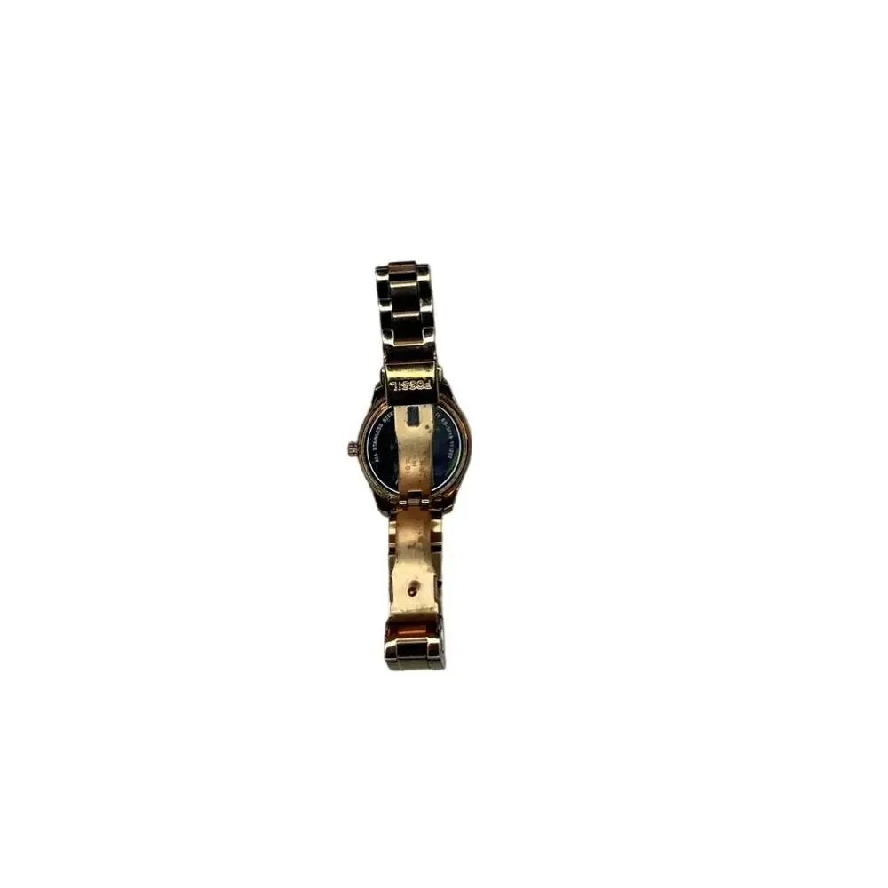 Vintage 1990s Fossil Rose Tone Quartz Bracelet Watch Ladies Wristwatch